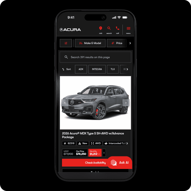Acura search interface