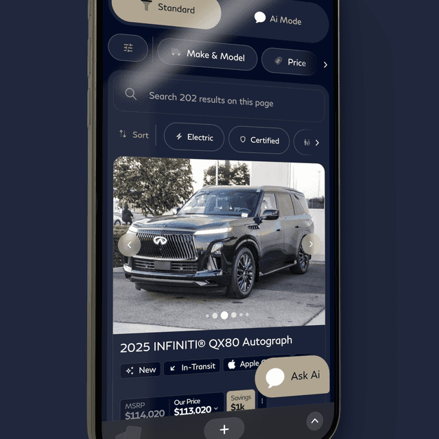 Infiniti search interface