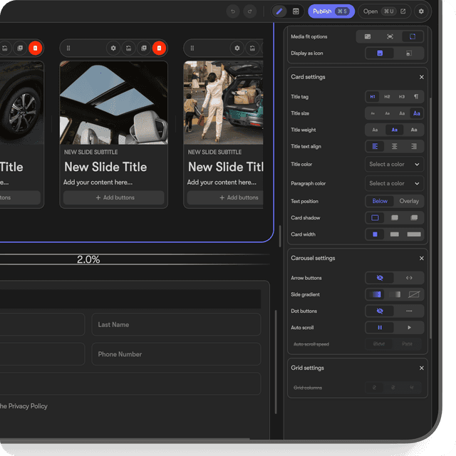 Infiniti website editor