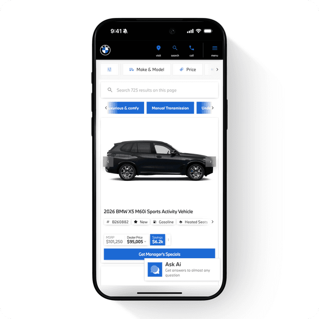 BMW USA search interface