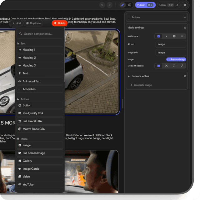 MINI USA website editor